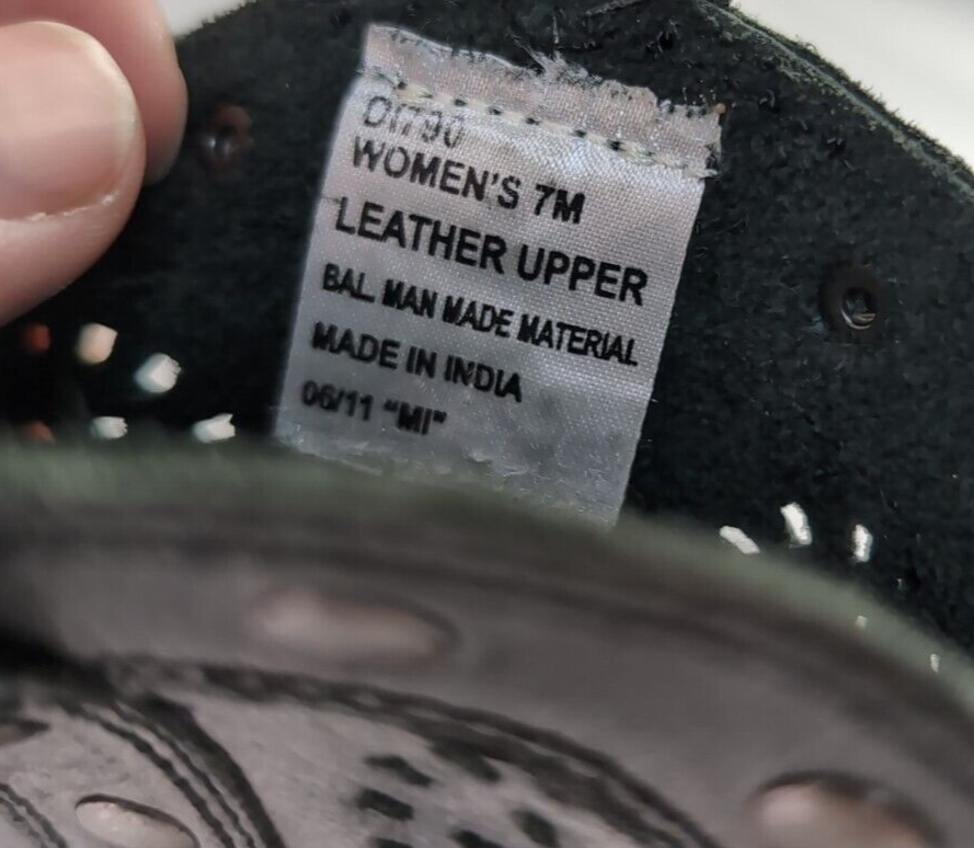 Womens Dingo D1790 Laser Studded Black/Grey Wash Leather Boots Booties