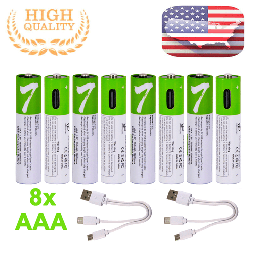 Lot 750/2600mWh AAA AA Battery W/ Type-C USB Rechargeable Lithium ion Batteries - Picture 30 of 34