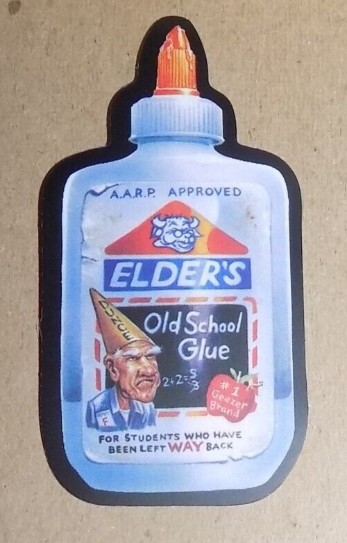 ELDER`S OLD SCHOOL GLUE WACKY MINI-STICKER...APPROX - 2 3/4" X 1 1/2"