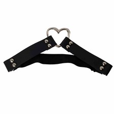 1PCS Thigh Leg Ring Garter Belt Harness Heart Black Silver Faux Leather Gothic