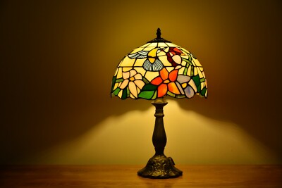 Handmade Stained Glass Hummingbird Tiffany Style Table Lamp Accent Lamp H 18''
