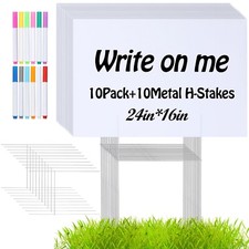 10 PACK 24 x 16 Inches Blank Yard Signs - Waterproof Corrugated Plastic Signs...
