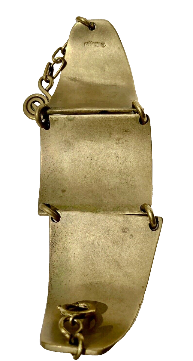 Bracelet Bronze Signé M. Buffet - Artiste 1970 - Travail Modernist Abstrait
