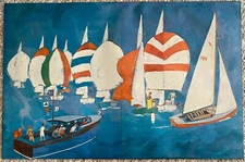 Sailing Boating Advertising Art Retro Vintage Mod 1960s Gatefold Print 17 x 11