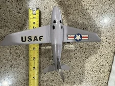 1950’s WYANDOTTE USAF Pressed Steel Airplane FRICTION WITH BLACK TIRES