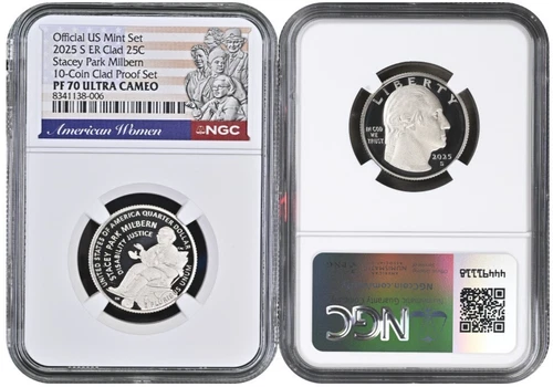 2025 S Clad Quarter 25C Stacey Park Milbern 10 Coin Proof NGC PF70 UCameo ER