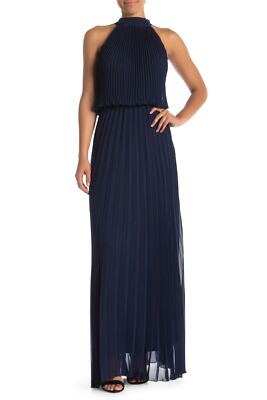 NEW MEGHAN LA LOS ANGELES Matador Pleated Maxi DRESS SIZE M $476 NAVY  NORDSTROM