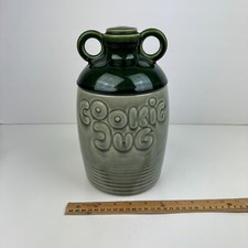 Vtg Cookie Jug Jar Two Tone Green McCoy w Lid Made in USA Model 213 Damaged Read