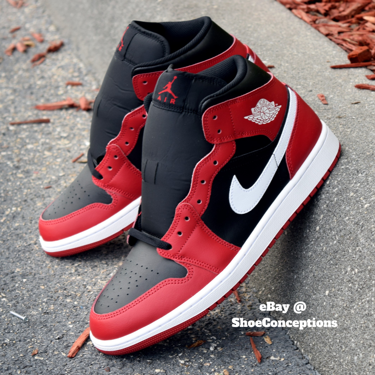 Nike Air Jordan 1 Mid Shoes Black Gym Red White DQ8426-061 Nike Air Jordan 1 Mid Shoes Black Gym Red White DQ8426-061