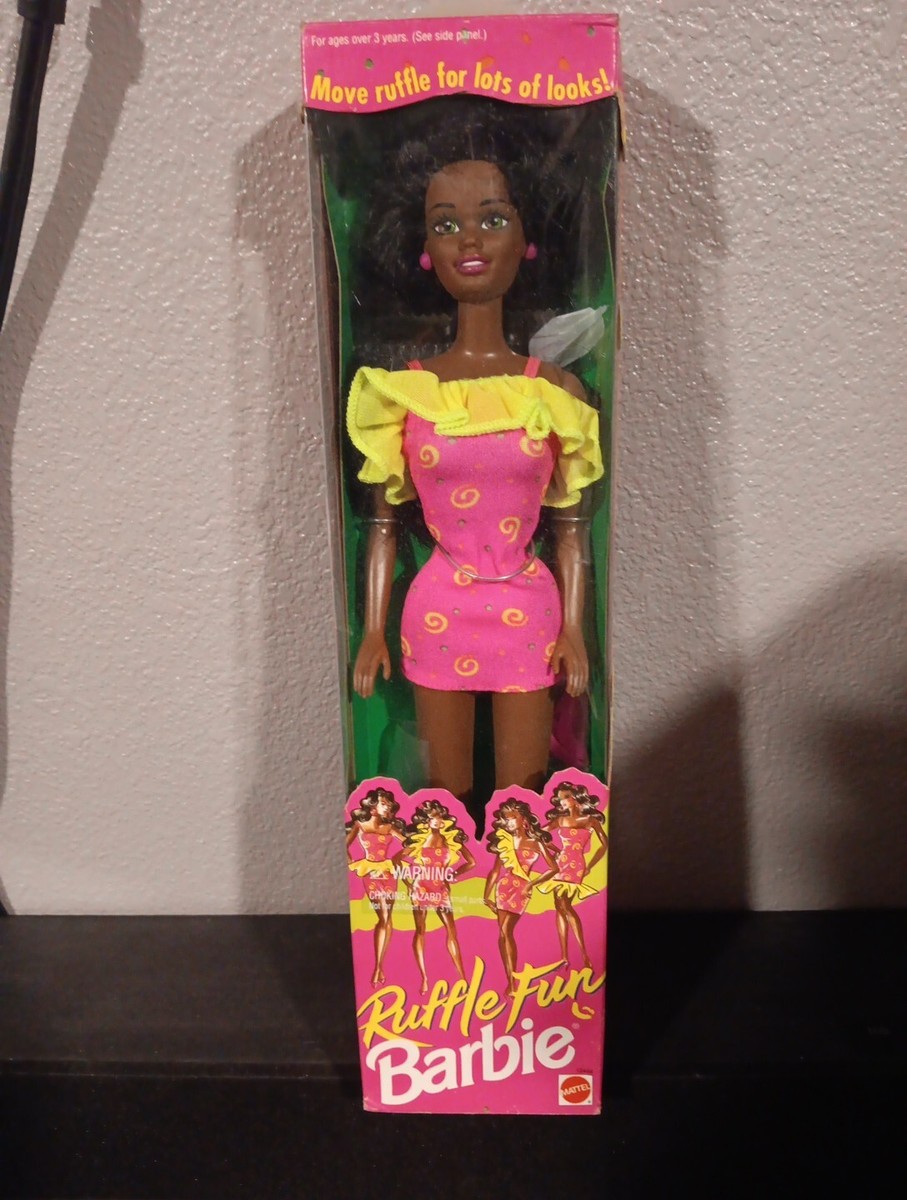 Vintage 1994 Mattel Black Barbie Doll Ruffle Fun #12434 New Sealed