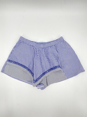 Thakoon Addition Shorts Sz 6 Blue White Striped Gathered Skort Poplin Cotton