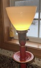 Vintage Blood Red Metal Toleware Table Lamp 25" Tall 3-Way Switch — photo 3