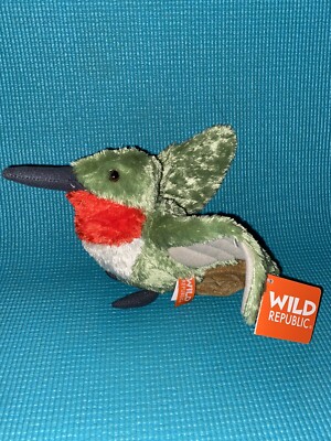 Wild Republic Cuddlekins Ruby Throated Hummingbird Plush Bird Red Throated 6 