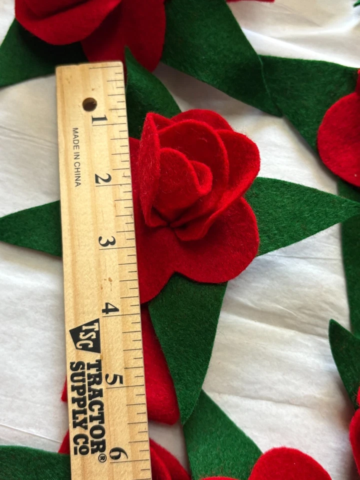 14 flores de fieltro rosas rojas 5" decoración artesanía Foto 4 de 4