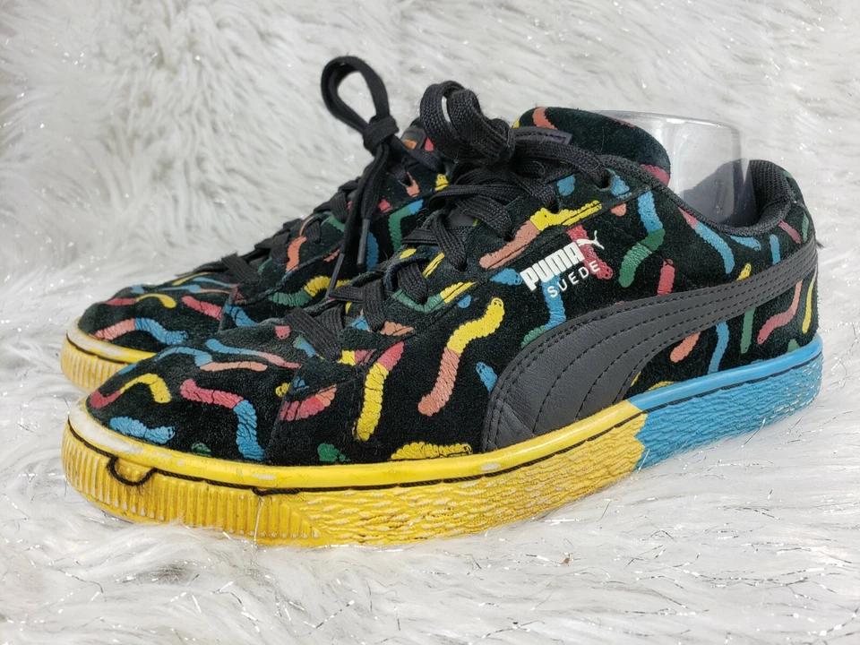 PUMA Suede 367884-01 Black Blue Gummy Worms Sneakers Kids Youth Size US 6 EUR 38 - Image 3 of 4