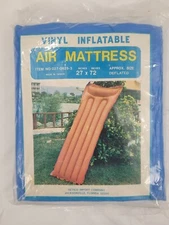 Vintage Vinyl Inflatable Air Mattress 27" x 72" Blue Pool Float Raft NIP