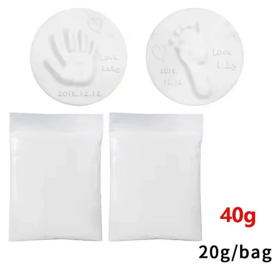 Kit de arcilla de huellas y huellas de manos para bebés - Arcilla suave seca al aire para recuerdo de recién nacidos hágalo usted mismo Foto 3 de 4