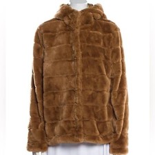 Nwot Christian Siriano Faux Fur Teddy Bear Hooded Jacket Puffer Crop