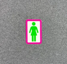 GIRL Skateboard Sticker White-Green-Pink 2.1"