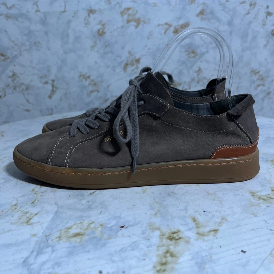 Sam Edelman Women's Size 7.5 Shoes Gray Brown Leather Low Top Fashion Sneakers - Image 4 of 4