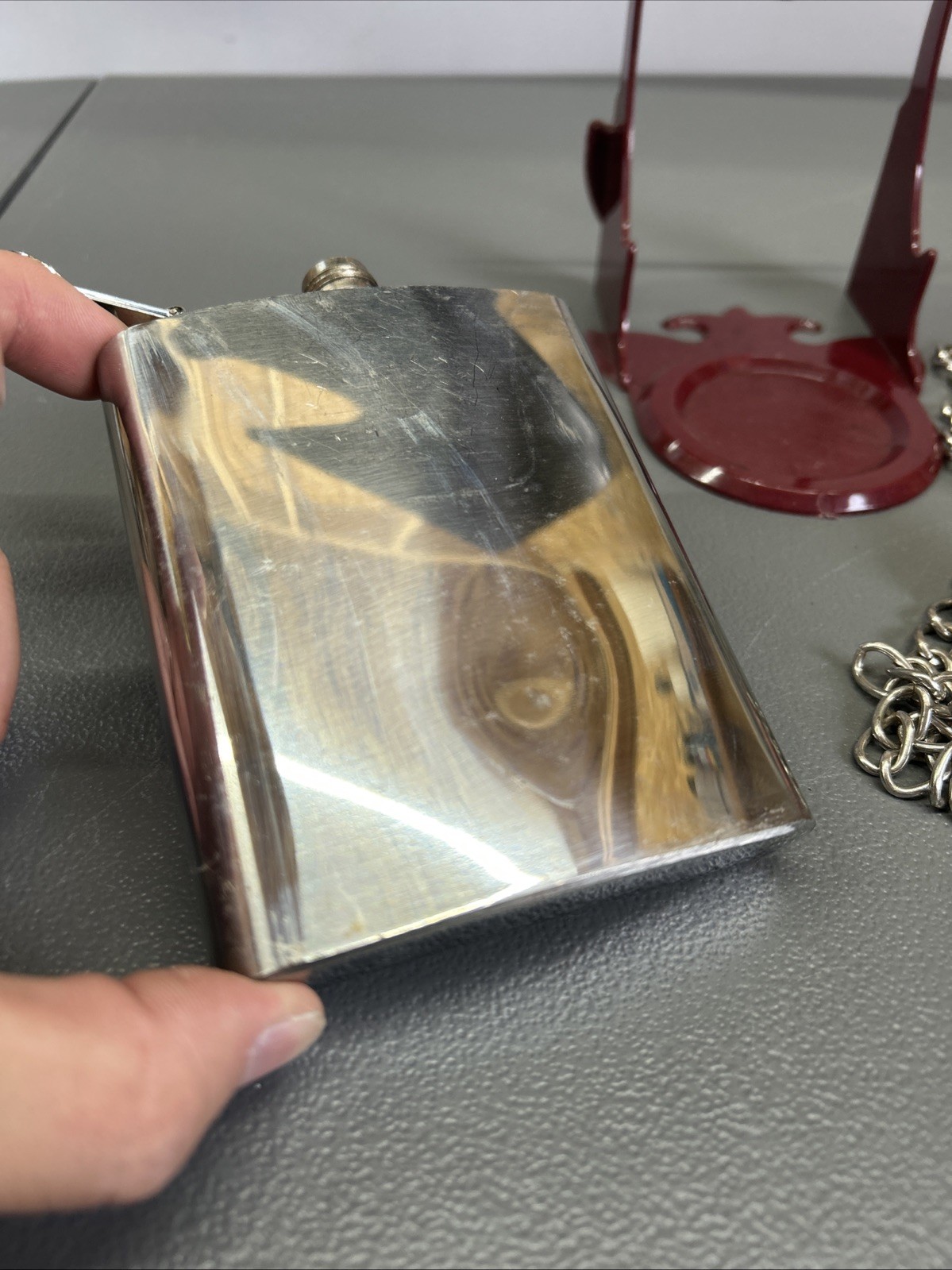 7 oz Stainless Steel Hip Flask With Cap Alcohol Metal With Shoulder Strap Holder