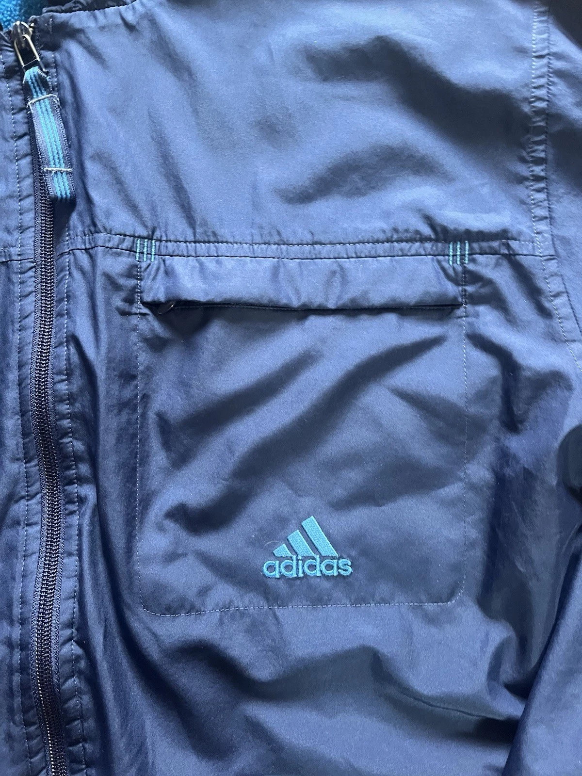 Adidas Navy Windbreaker Fleece. Size L