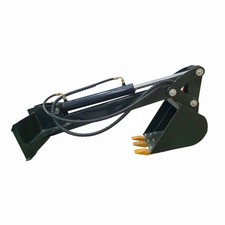 AGT Single Arm Digger 12in Bucket Backhoe Attachment for Mini Skid Steer Loaders