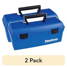 2-Pack 13-Inch Plastic Fishing Tackle Box with Removable Tray Blue