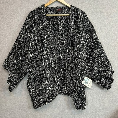 Real Apparel Co Woven Workz Bolero Black White Knit Cardigan Sweater OS NEW