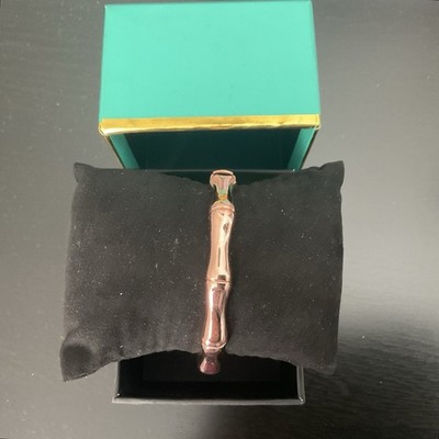 Rustic Cuff Rose Gold Tone Magnetic Closure Bamboo Bangle Bracelet With Box