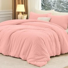 Fluffy Full Size Comforter Sets 3 Pieces - Super Soft  Full 82"x 86" Pink