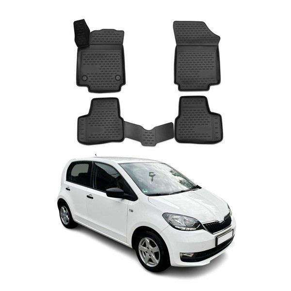 Omac Gummimatten FußMatten FüR Skoda Citigo 2011-2020 TPE Automatten Schwarz 4X-image