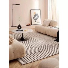 Hand-Tufted White/Black Color Rug Living Room Handmade Area Rug Nz Wool Rug