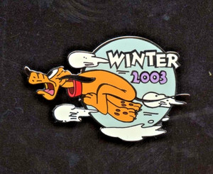 Disney Auctions Winter Series Snowball Fight w/ Pluto Running LE 100 Pin & Card