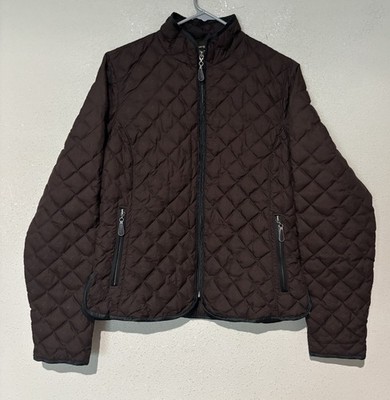 Vtg Eddie Bauer Women's Chocolate Brown Diamond-Quilted Down jacket Size Small
