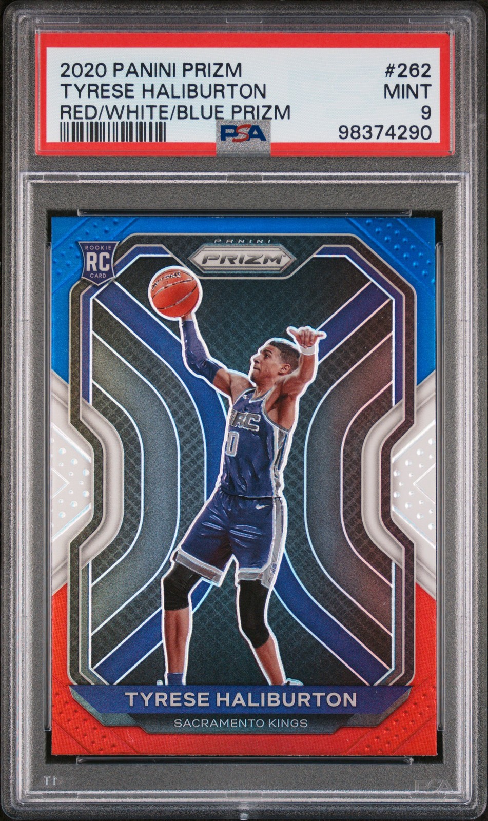 2020 PANINI PRIZM RED/WHITE/BLUE PRIZM #262 TYRESE HALIBURTON PSA 9