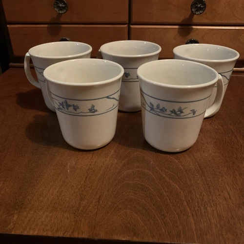 Vintage Corning Ware FIRST OF SPRING Coffee Mug/Tea Cups Set of Five 3 1/2” High