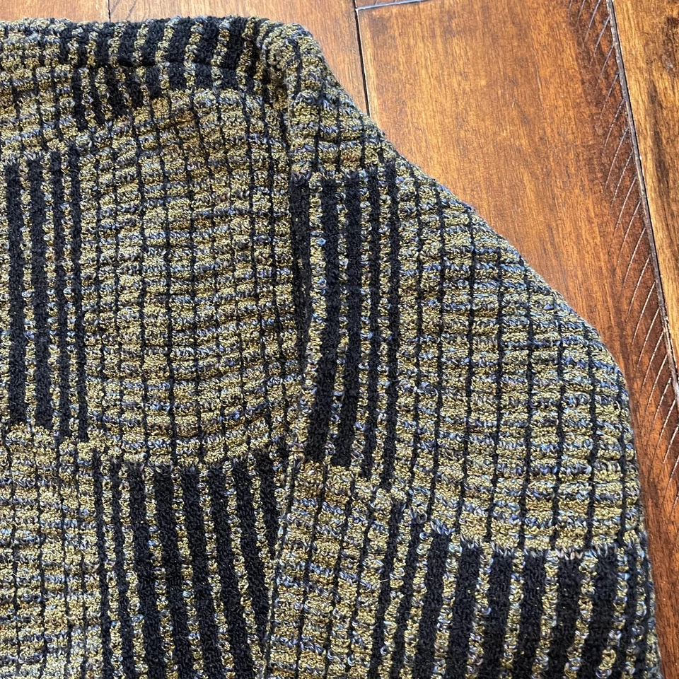 Suéter De Colección Jhane Barnes Para Hombre Mediano Negro Verde Tejido Texturizado Cuello Redondo Años 90 Foto 4 de 4