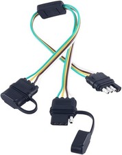 Universal 4-Way Flat Y-Splitter Plug for Tailgate Light Bars  Trailer