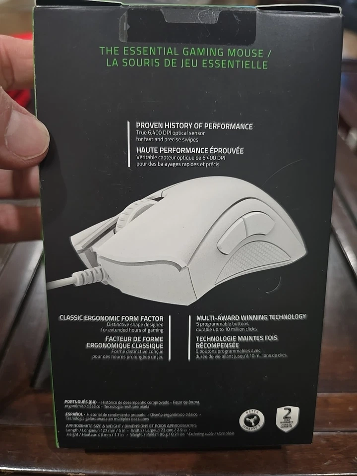 Razer DEATHADDER ESSENTIAL Wired Optical Gaming Mouse - WHITE RZ01-03850200-R3U1 - Image 3 of 4