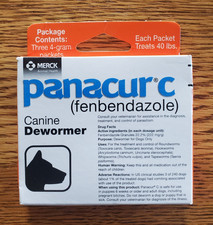 Panacur C 4 gram Canine 40lbs Dewormer Treatment 3 packets EXP :2027/06
