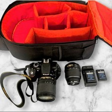 Nikon D3200 24.2MP DSLR Camera Bundle Kit 8pc LOT, 18-105mm VR  18-55mm Lrg Bag