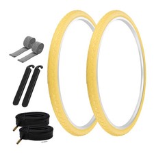 PRO TIRES 700 x 40 Yellow P-1134 W/ TUBES, RIM STRIPS,TIRE LEVERS 48mm Schrader