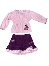 Vintage Disney Minnie Mouse 2 Pc Outfit Girls 12M Top Corduroy Skirt Cute