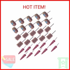 30 PCS 80 Grit Abrasive Flap Wheel Sander, 1/8" Shank Diameter Cone Shape Abrasi