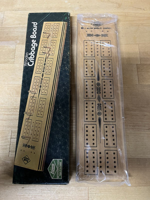 VTG 1974 ES Lowe Wooden Cribbage Board #1503 Milton Bradley NEVER USED