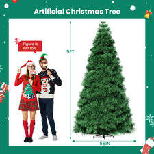 Pre-lit Artificial Christmas Tree, Prelighted Green Artificial Hinged Spruce Xma