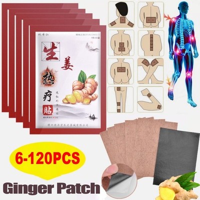 120x Ginger Herbal Pain Relief Patches Heat Plaster Back Knee Muscles Arthritis