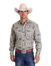 Stetson Western Shirt Mens L/S Paisley Blue 11-001-0425-4018 BU
