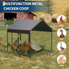  Metal Chicken Run Coop Galvanised Poultry Cage Pen Rabbit Duck House Cover